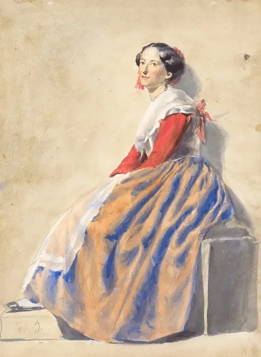 Framed Print : Woman from Italy, 1851-1853. Creator: Vojtech Klimkovic Framed Print : Woman from Italy, 1851-1853. Creator: Vojtech Klimkovic