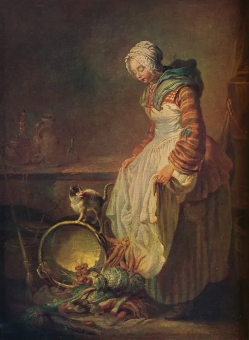 Framed Print : Woman with Kitten, 18th century. Artist: Jean-Simeon Chardin Framed Print : Woman with Kitten, 18th century. Artist: Jean-Simeon Chardin