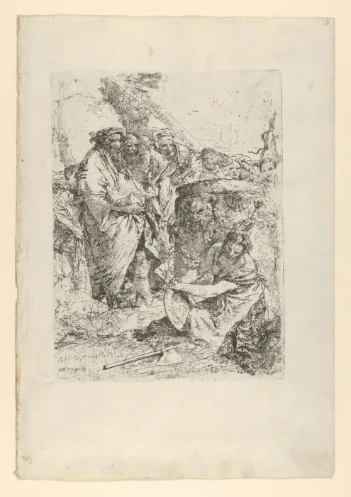 Framed Print : Woman kneeling in front of magicians and other figures, from the Scherzi, ca. 1743-50 Framed Print : Woman kneeling in front of magicians and other figures, from the Scherzi, ca. 1743-50