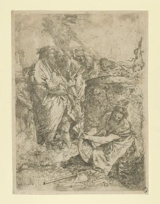 Framed Print : Woman kneeling in front of Magicians and other Figures, from the Scherzi, ca. 1740 Framed Print : Woman kneeling in front of Magicians and other Figures, from the Scherzi, ca. 1740