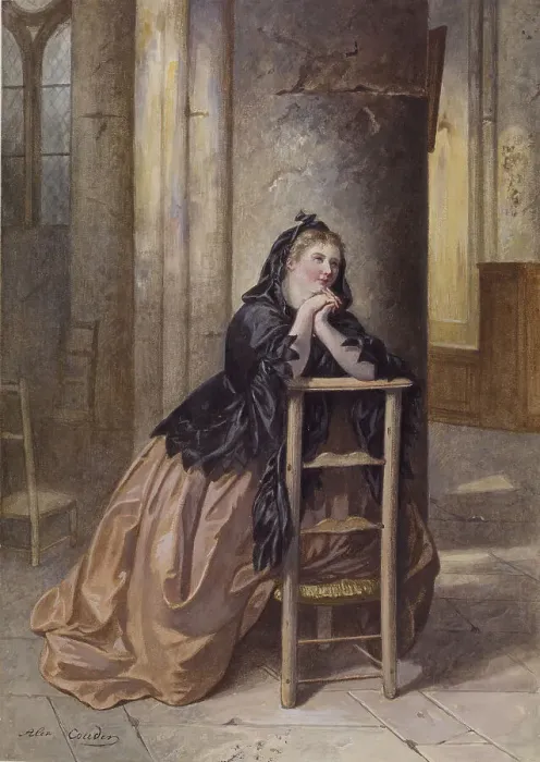 Framed Print : Woman Kneeling in Prayer, 1864. Creator: Alexandre Couder Framed Print : Woman Kneeling in Prayer, 1864. Creator: Alexandre Couder