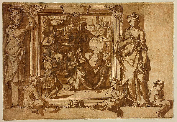 Woman Kneeling Before a Ruler, 1566-67. Creator: Federico Zuccaro