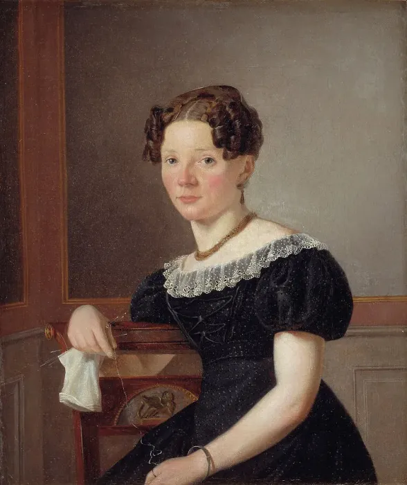 Framed Print : Woman with her Knitting - One of the Artist's Sisters (?), 1827. Creator: Wilhelm Bendz Framed Print : Woman with her Knitting - One of the Artist's Sisters (?), 1827. Creator: Wilhelm Bendz