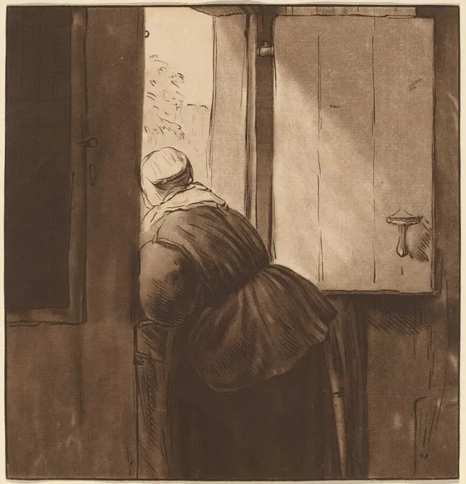 Framed Print : Woman Leaning over a Lower Door, 1761, published 1765. Creator: Cornelis Ploos van Amstel Framed Print : Woman Leaning over a Lower Door, 1761, published 1765. Creator: Cornelis Ploos van Amstel