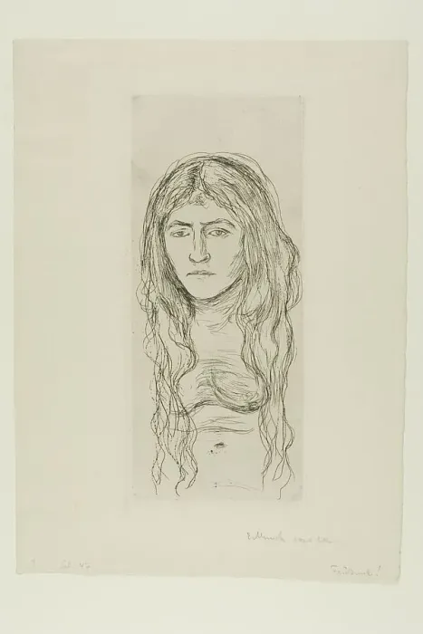 Framed Print : Woman with Long Hair, 1896. Creator: Edvard Munch Framed Print : Woman with Long Hair, 1896. Creator: Edvard Munch