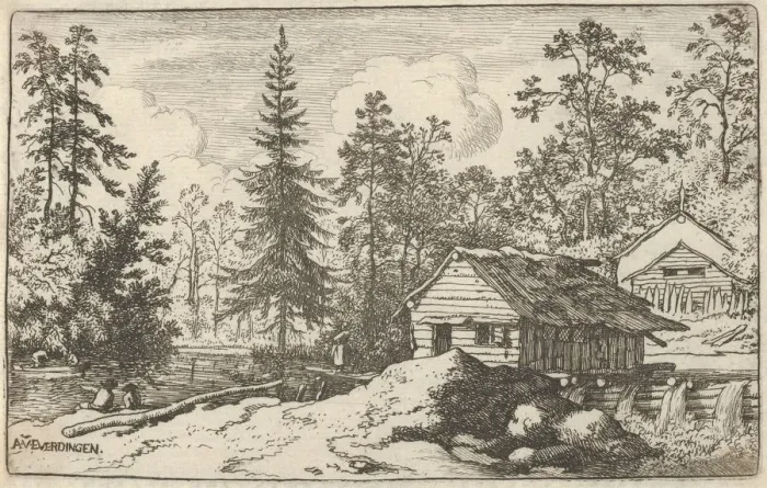 Framed Print : The Woman Looking Towards the Boat, 17th century. Creator: Allart van Everdingen