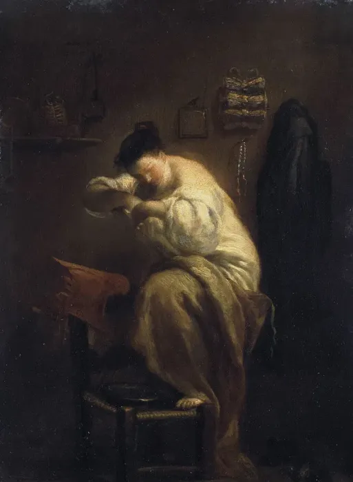Framed Print : Woman Looking for Fleas, 1710s Framed Print : Woman Looking for Fleas, 1710s