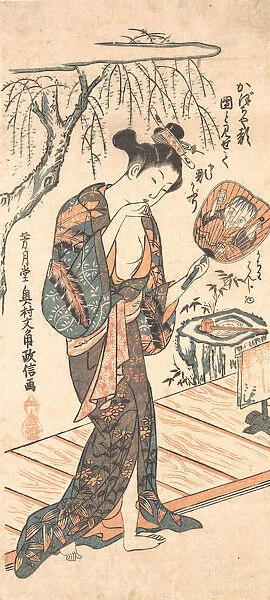 Woman In Loosened Kimono Coming From the Bath, ca. 1755. ca. 1755