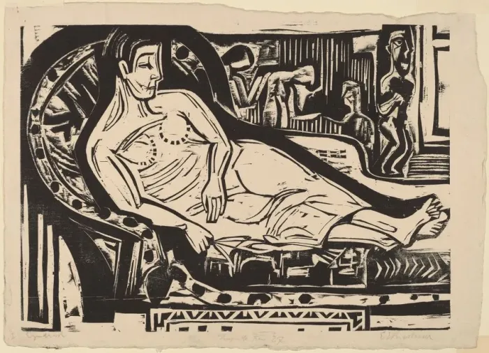 Framed Print : Woman Lying on a Sofa, 1926. Creator: Ernst Kirchner Framed Print : Woman Lying on a Sofa, 1926. Creator: Ernst Kirchner