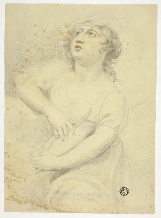 Framed Print : Woman with Lyre, c. 1816. Creator: Samuel de Wilde Framed Print : Woman with Lyre, c. 1816. Creator: Samuel de Wilde