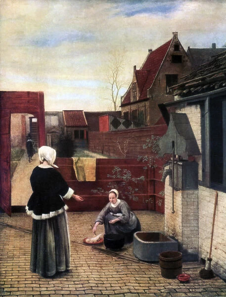 A Woman and her Maid in a Courtyard, c1660-1661, (1933). Artist: Pieter de Hooch