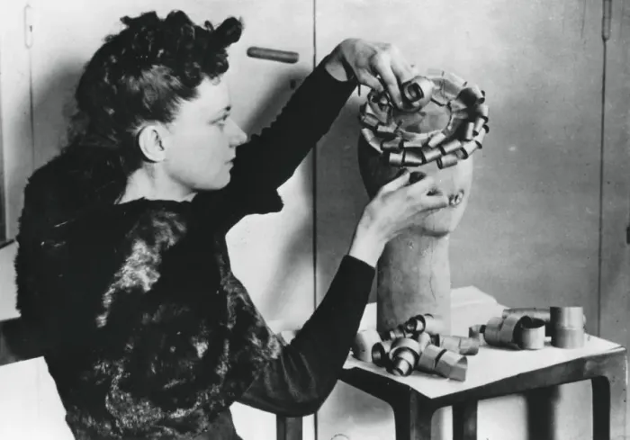 Framed Print : Woman making a hat from wood shavings, German-occupied France, April 1941 Framed Print : Woman making a hat from wood shavings, German-occupied France, April 1941