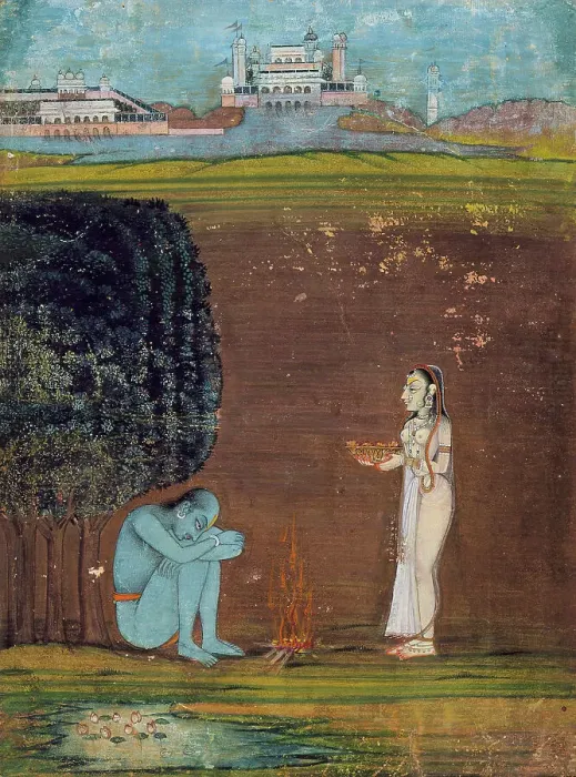 Framed Print : A Woman Making an Offering to an Ascetic, between 1750 and 1775. Creator: Unknown Framed Print : A Woman Making an Offering to an Ascetic, between 1750 and 1775. Creator: Unknown