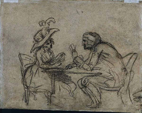 Woman and Man Playing Cards, 1792. Creator: Benjamin West (American, 1738-1820)