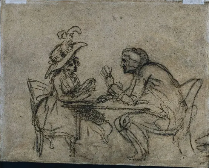 Framed Print : Woman and Man Playing Cards, 1792. Creator: Benjamin West (American, 1738-1820) Framed Print : Woman and Man Playing Cards, 1792. Creator: Benjamin West (American, 1738-1820)
