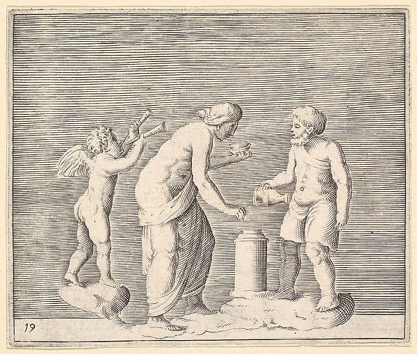 A Woman and Man Sacrificing in the Presence of Cupid, published ca. 1599-1622
