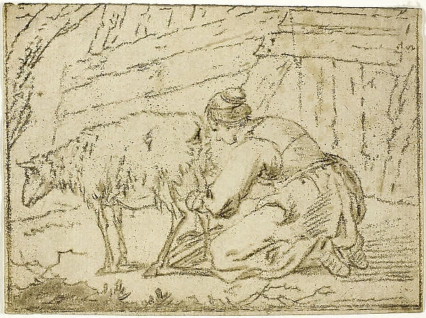 Woman Milking an Ewe, n.d. Creator: Cornelis van Noorde