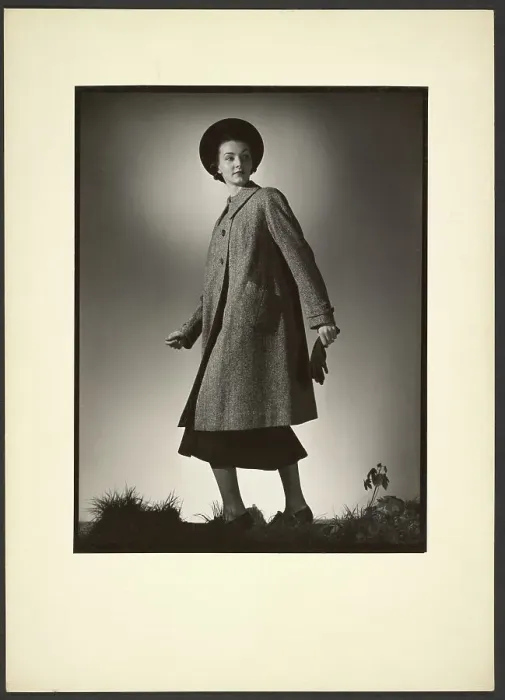 Framed Print : Woman modeling coat, early 1940s. Creator: Gunther Krampf