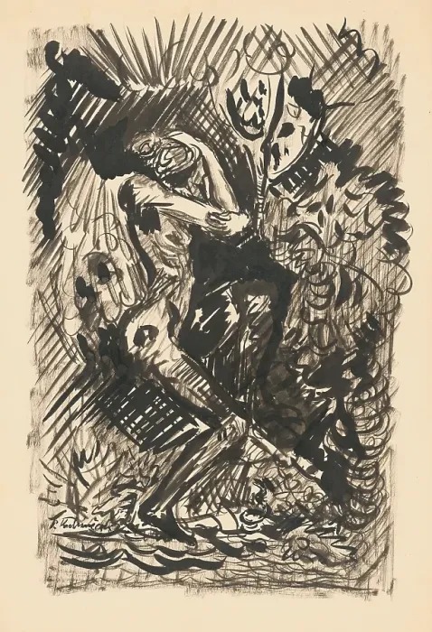 Framed Print : Woman and a monster, 1st half 20th century. Creator: Arnold Peter Weisz-Kubincan Framed Print : Woman and a monster, 1st half 20th century. Creator: Arnold Peter Weisz-Kubincan