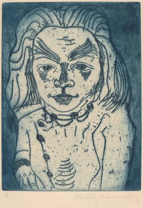 Framed Print : Woman with a Necklace, 1923. Creator: Walter Gramatté Framed Print : Woman with a Necklace, 1923. Creator: Walter Gramatté
