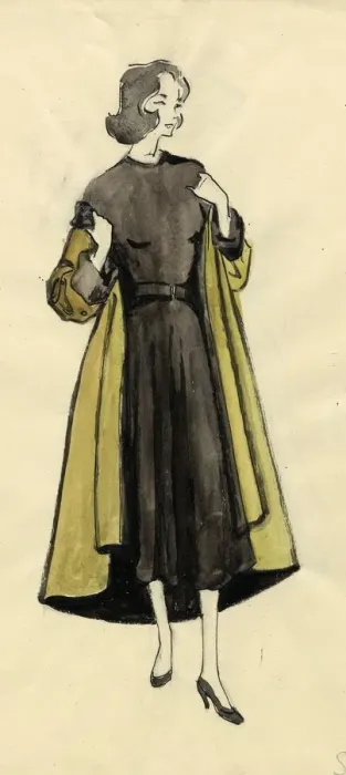 Framed Print : Woman in olive coat, c1950. Creator: Shirley Markham Framed Print : Woman in olive coat, c1950. Creator: Shirley Markham