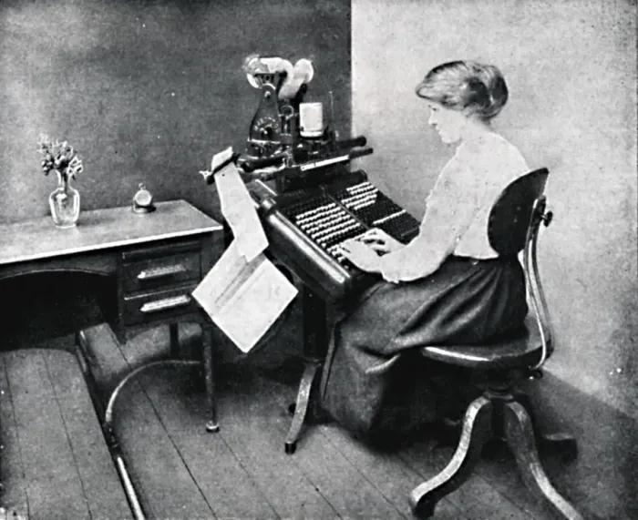 Framed Print : Woman Operator on Monotype Keyboard, 1917 Framed Print : Woman Operator on Monotype Keyboard, 1917