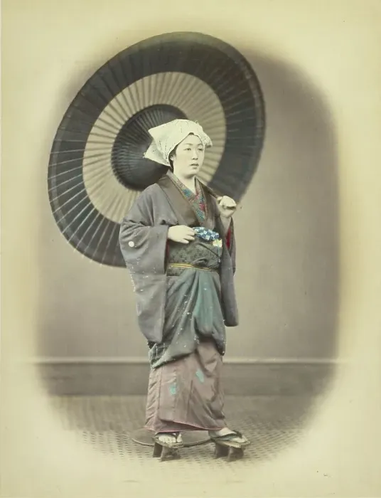 Framed Print : Woman with Parasol, about 1868. Creator: Felice Beato Framed Print : Woman with Parasol, about 1868. Creator: Felice Beato