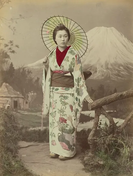 Framed Print : Woman with Parasol, 1880s-1890s. Creator: Kusakabe Kimbei Framed Print : Woman with Parasol, 1880s-1890s. Creator: Kusakabe Kimbei