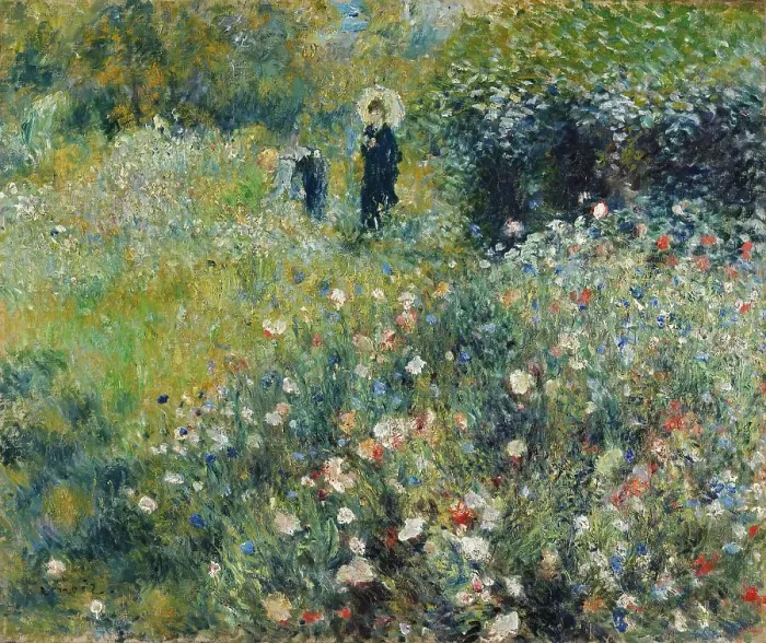Framed Print : Woman with a Parasol in a Garden, 1875. Creator: Pierre-Auguste Renoir Framed Print : Woman with a Parasol in a Garden, 1875. Creator: Pierre-Auguste Renoir
