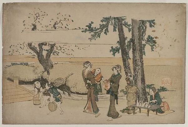 Woman Passing a Roadside Shop Near Oji, early 1800s. Creator: Katsushika Hokusai (Japanese