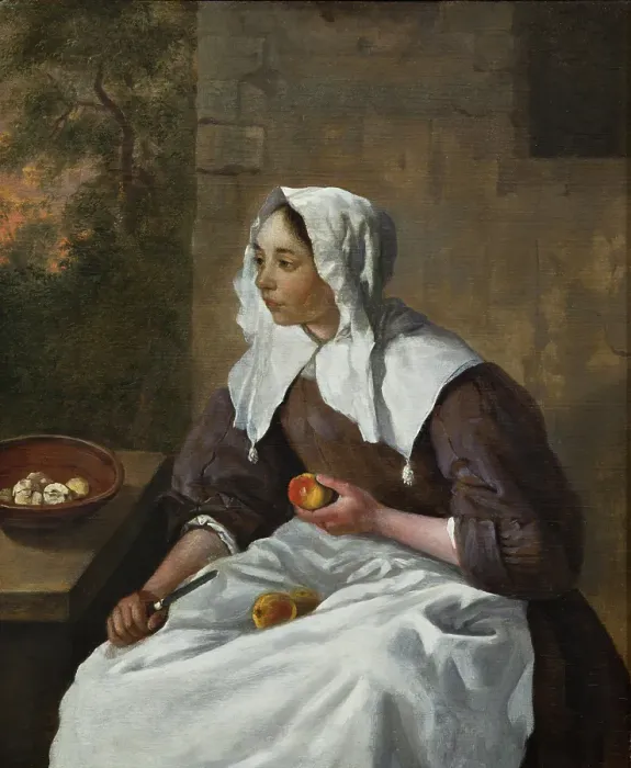 Framed Print : Woman Peeling Apples, c1650-1700. Creator: Joost van Geel Framed Print : Woman Peeling Apples, c1650-1700. Creator: Joost van Geel