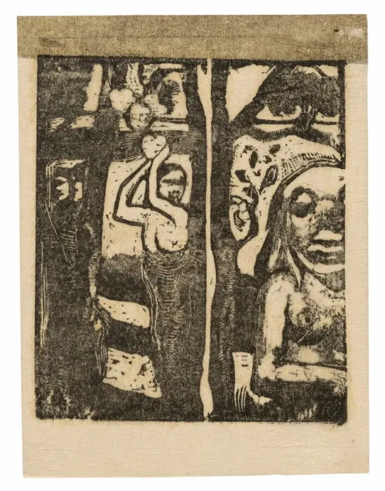 Framed Print : Woman Picking Fruit and Oviri, 1895 / 96. Creator: Paul Gauguin Framed Print : Woman Picking Fruit and Oviri, 1895 / 96. Creator: Paul Gauguin