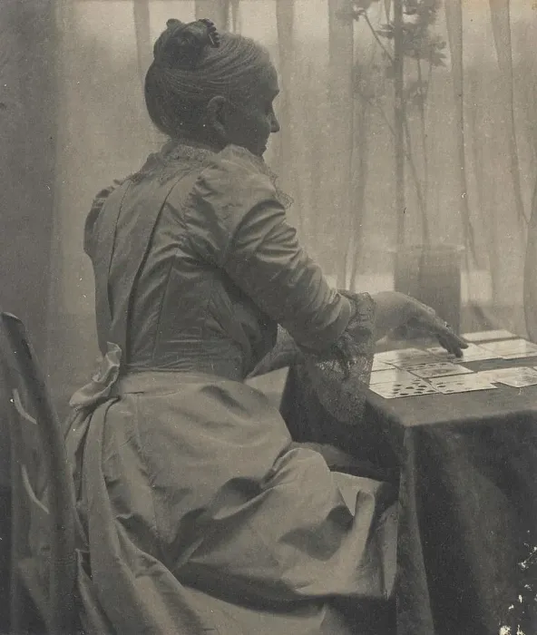 Framed Print : Woman Playing Solitaire, c.1910. Creator: Gertrude Kasebier Framed Print : Woman Playing Solitaire, c.1910. Creator: Gertrude Kasebier