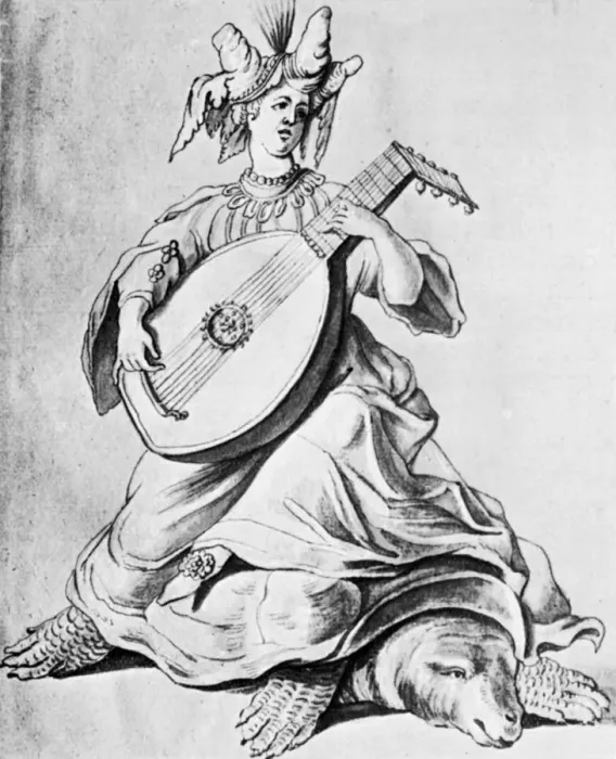 Framed Print : A woman playing a stringed instrument, early 17th century (1926) Framed Print : A woman playing a stringed instrument, early 17th century (1926)