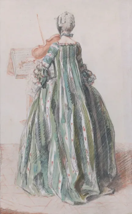 Framed Print : Woman Playing the Violin, Seen from the Back, ca. 1758-59. Creator: Louis de Carmontelle Framed Print : Woman Playing the Violin, Seen from the Back, ca. 1758-59. Creator: Louis de Carmontelle