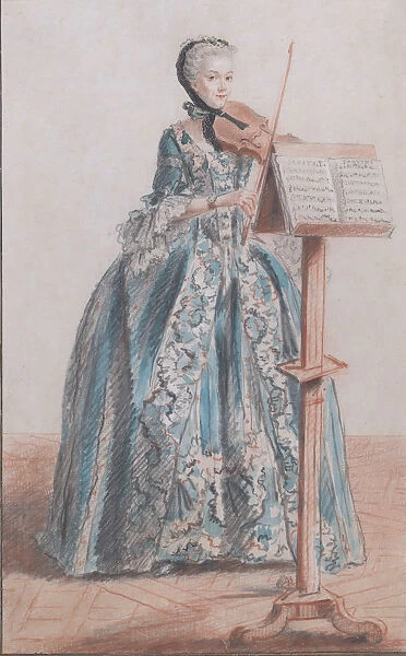 Woman Playing the Violin, Seen from the Front, ca. 1758-59. Creator: Louis de Carmontelle