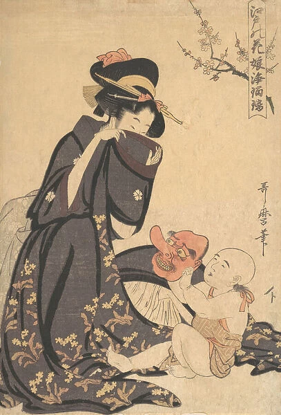 A Woman Playing with a Young Boy, ca. 1804. Creator: Kitagawa Utamaro