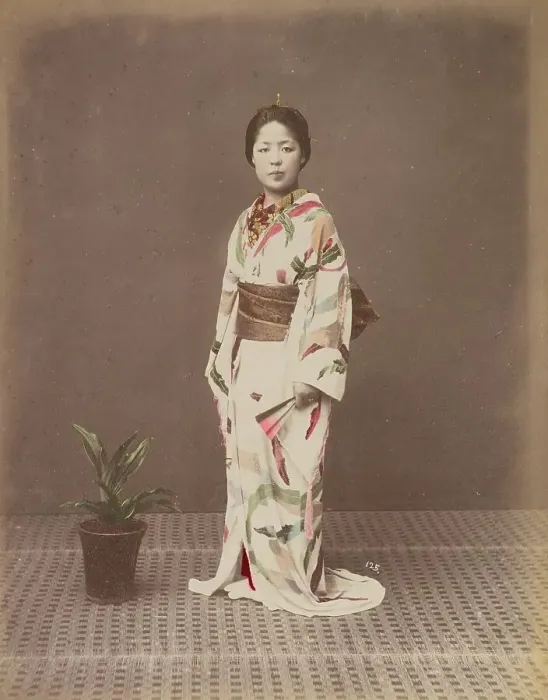 Framed Print : Woman with Potted Plant, 1870s-1890s. Creator: Kusakabe Kimbei Framed Print : Woman with Potted Plant, 1870s-1890s. Creator: Kusakabe Kimbei