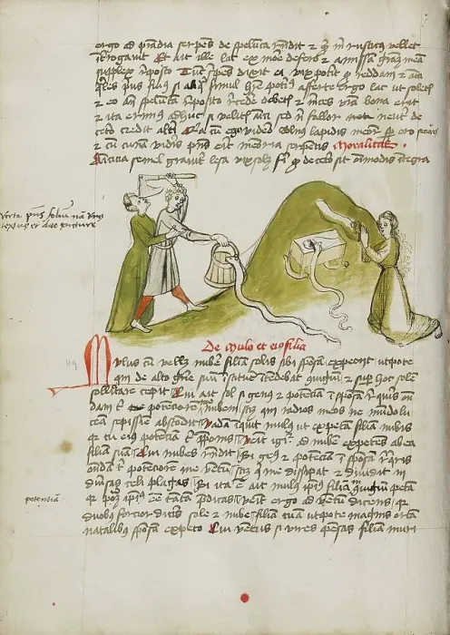Framed Print : A Woman in Prayer and a Snake on a Nearby Hillock: A Man Trying to... third quarter of 15th cent. Creator: Unknown Framed Print : A Woman in Prayer and a Snake on a Nearby Hillock: A Man Trying to... third quarter of 15th cent. Creator: Unknown