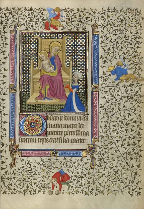 Framed Print : A Woman in Prayer before the Virgin and Child; Book of Hours, about 1410. Creator: Unknown