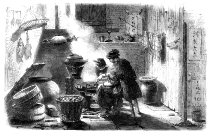 Framed Print : Woman preparing cakes for the Chinese New Year, 1861 Framed Print : Woman preparing cakes for the Chinese New Year, 1861