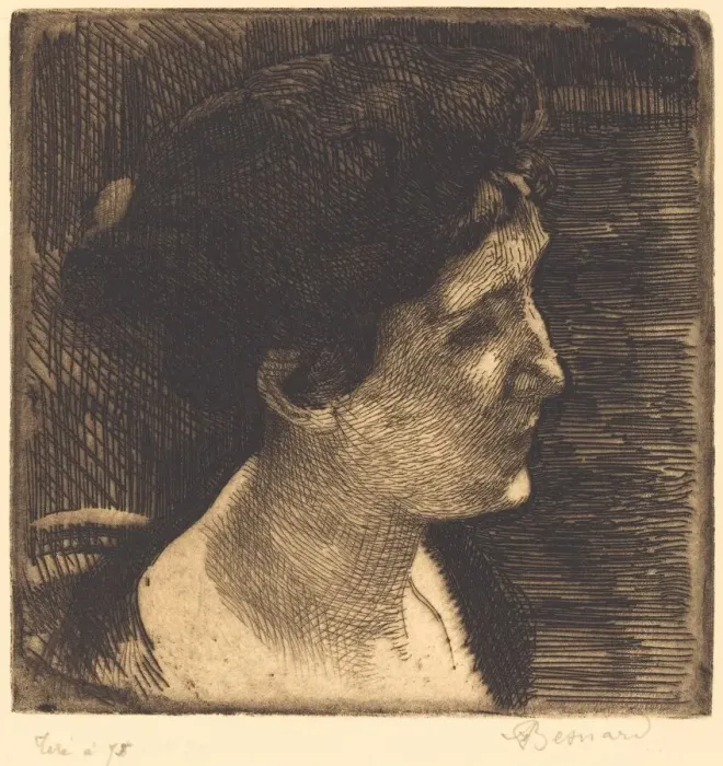 Framed Print : Woman in Full Profile (Grand profil de femme), 1892. Creator: Paul Albert Besnard Framed Print : Woman in Full Profile (Grand profil de femme), 1892. Creator: Paul Albert Besnard