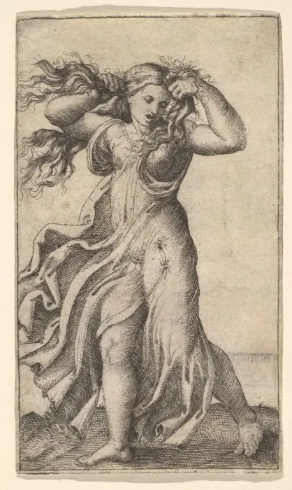 Framed Print : Woman pulling Her Hair, ca. 1515. Creator: Unknown