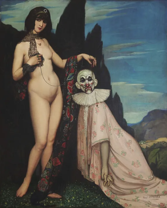 Framed Print : The Woman and the Puppet (La mujer y el pelele), 1909. Creator: Zarraga y Arguelles, Angel (1886-1946) Framed Print : The Woman and the Puppet (La mujer y el pelele), 1909. Creator: Zarraga y Arguelles, Angel (1886-1946)