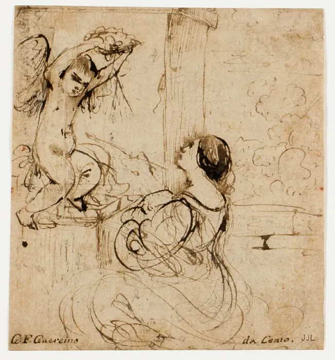 Framed Print : Woman with Putto, n.d. Creator: Guercino Framed Print : Woman with Putto, n.d. Creator: Guercino