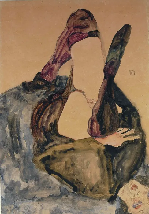 Framed Print : Woman with Raised Leg and Purple Stockings, 1911. Creator: Schiele, Egon (1890-1918) Framed Print : Woman with Raised Leg and Purple Stockings, 1911. Creator: Schiele, Egon (1890-1918)