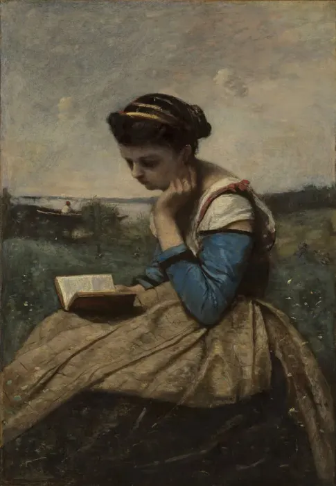 Framed Print : A Woman Reading, 1869 and 1870. Creator: Jean-Baptiste-Camille Corot Framed Print : A Woman Reading, 1869 and 1870. Creator: Jean-Baptiste-Camille Corot