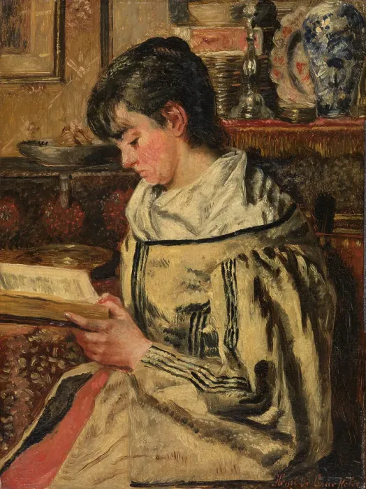 Framed Print : Woman Reading, 1881-1885. Creator: Henri Jean Augustin de Braekeleer Framed Print : Woman Reading, 1881-1885. Creator: Henri Jean Augustin de Braekeleer
