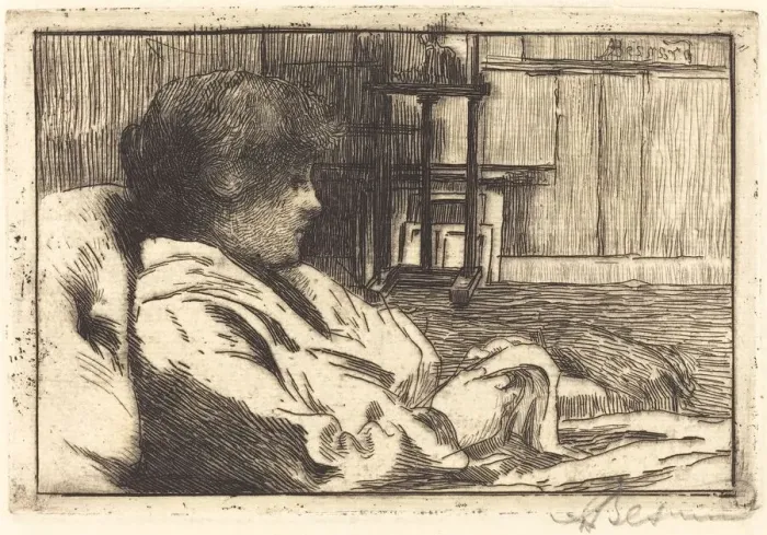 Framed Print : Woman Reading in the Atelier (La lecture dans l atelier), 1887