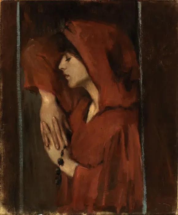 Framed Print : Woman with Red Hood, late 19th-early 20th century. Creator: Alice Pike Barney Framed Print : Woman with Red Hood, late 19th-early 20th century. Creator: Alice Pike Barney